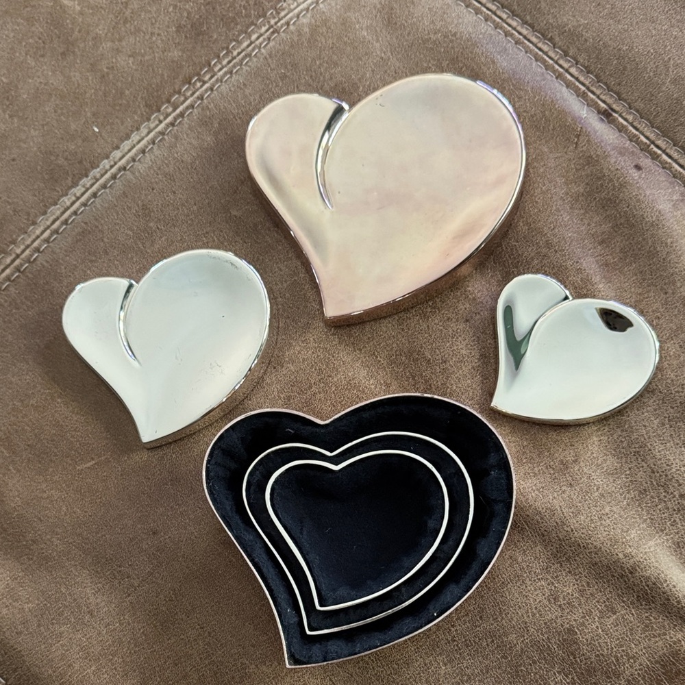 Silver Heart-Shaped Decorative Accents